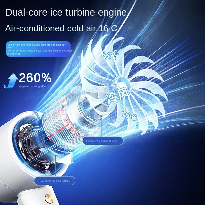 6000 MA Handheld Turbo Jet Fan Mini Portable Ice Cold Fan Generation Brushless Motor Wind High Speed Duct Fans Violent Blower - Stereotech