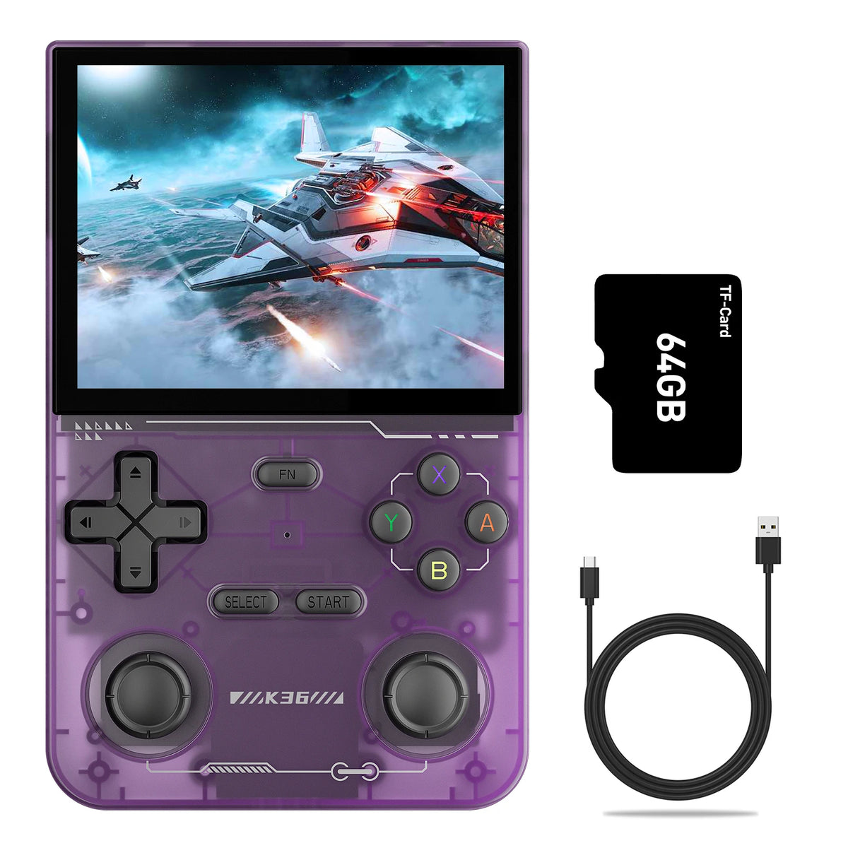 GAMINJA Open Source K36 Handheld Game Console 3.5Inch IPS Screen Built in 16000 Games Supports online doubles For PS1/PSP/DC/N64