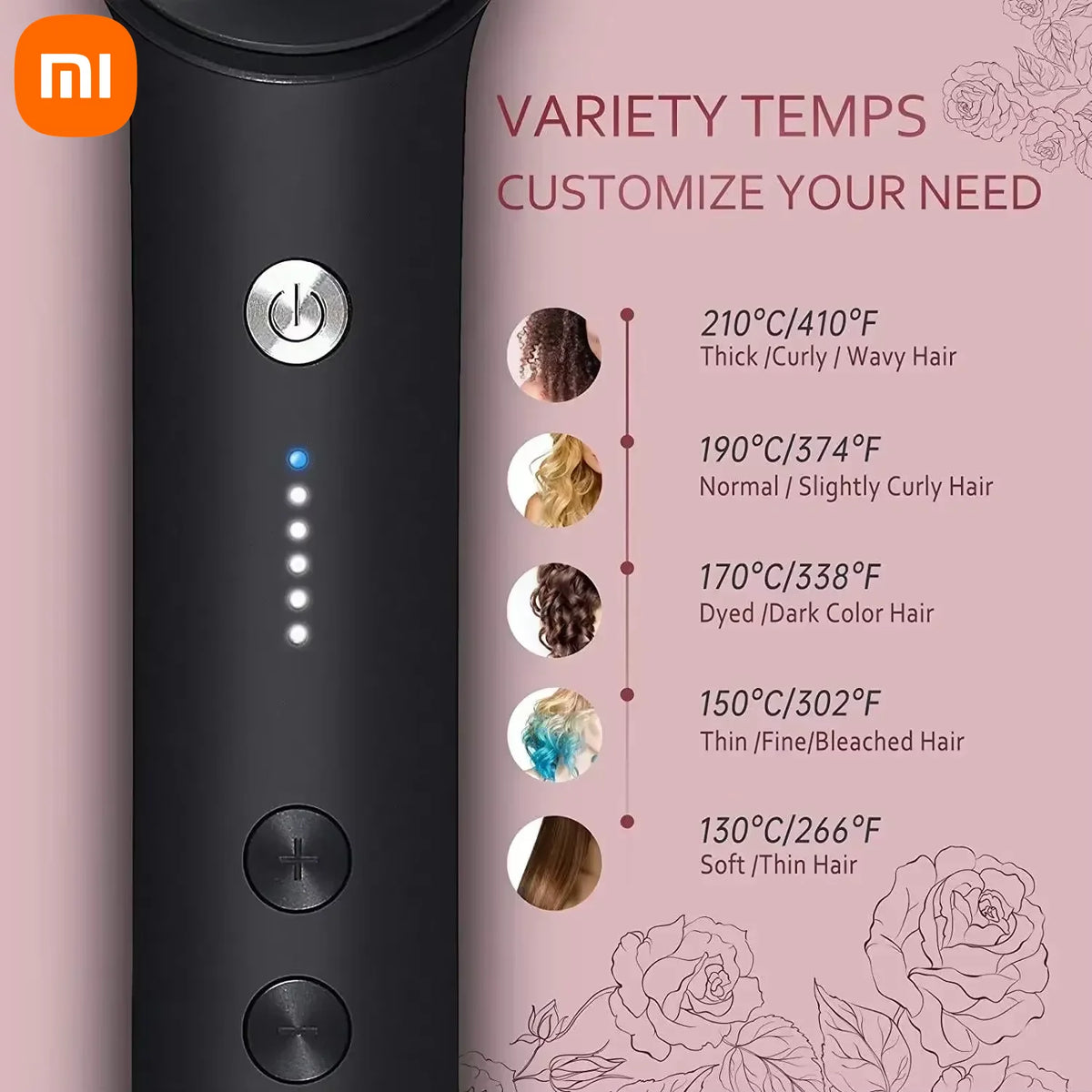 Xiaomi Professional Negative Ion Hair Straightener Hair 3in1 Professional Quick Heated Electric Hot Comb Hair Straightener