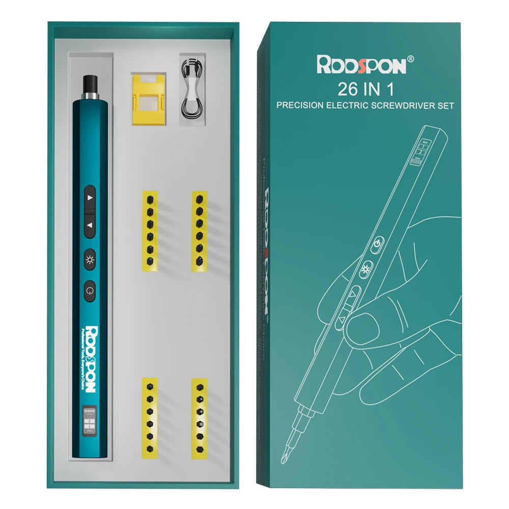 RDDSPON 62/26Pcs Professional Precision Electric Screwdriver Magnetic Set Adjustable Torque Rechargeable for Smart Home Repair
