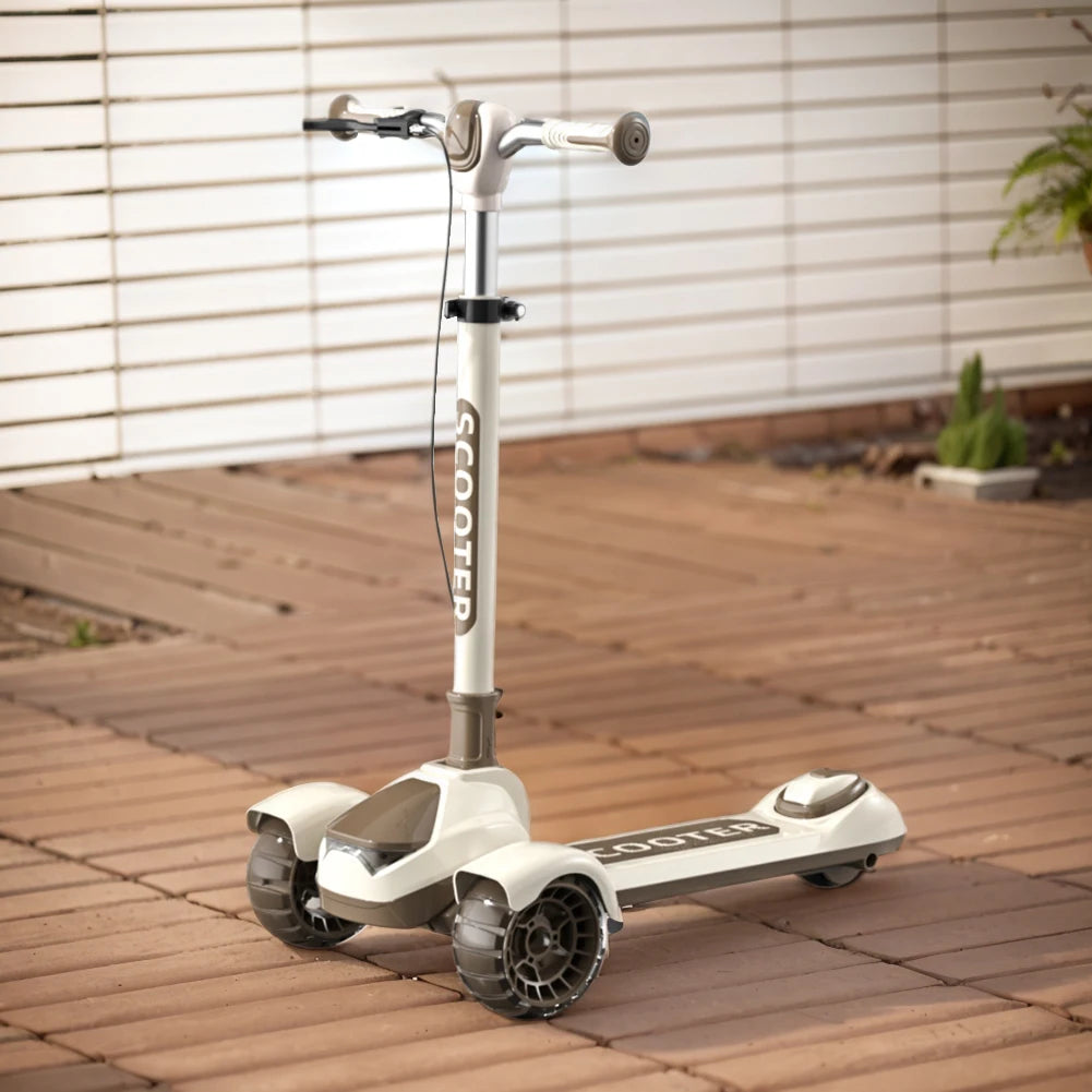 Outdoor Child&#39;s Kickboard Foldable Kick Scooter Flash Wheels Adult Kids Electric Scooter 3 Wheel Handbrake for 5-18 Years Old