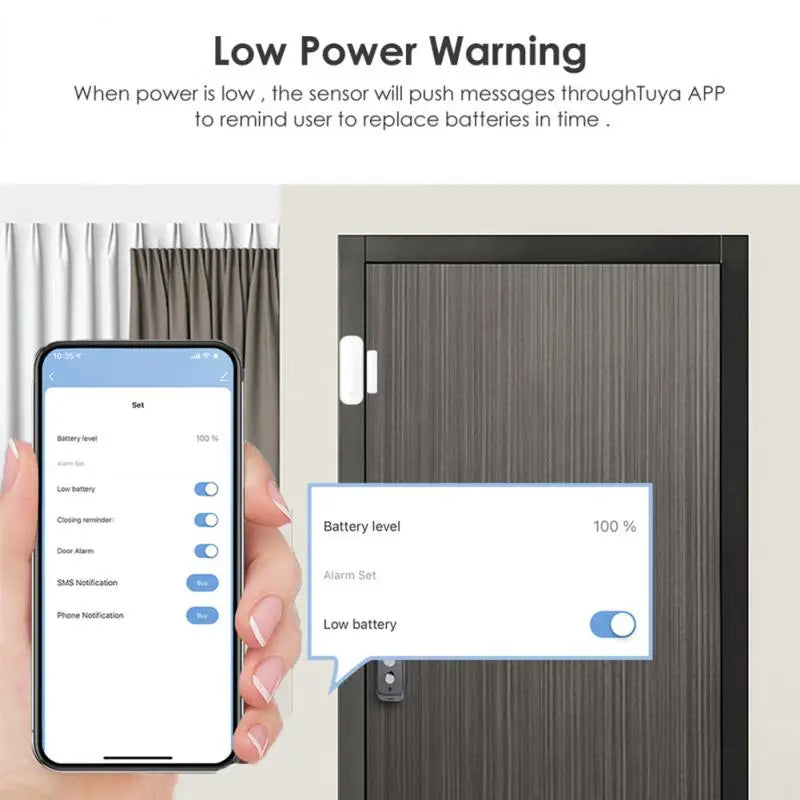 Tuya WiFi Smart Door Sensor Wireless Magnetic Door Window Open Closed Detectors Automation Home Security Via Alexa Google Home - Stereotech
