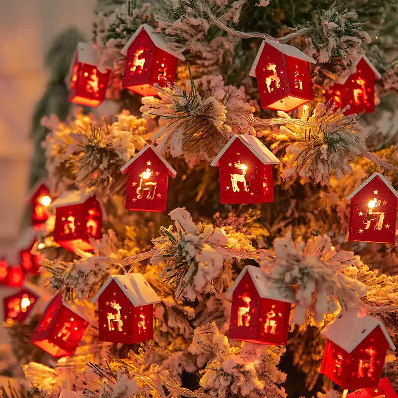 Christmas Mini House LED Light String Christmas Tree Decoration 2024 New Year&#39;s Christmas Party Home LED Light String Decoration