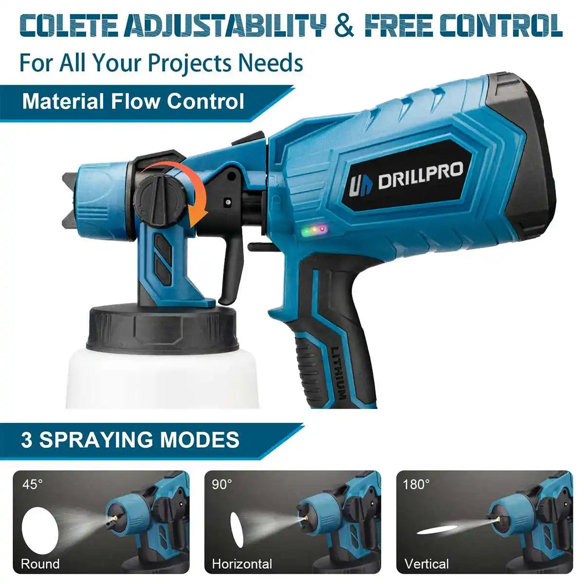 Drillpro 1000ML Cordless Electric Spray Gun Paint Sprayer High Power Auto Furniture Steel Coating Airbrush For Makita18V Battery