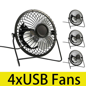 4Pcs 4 Inch Wired Portable Flexible Desk Desktop Mini USB Fan - Stereotech