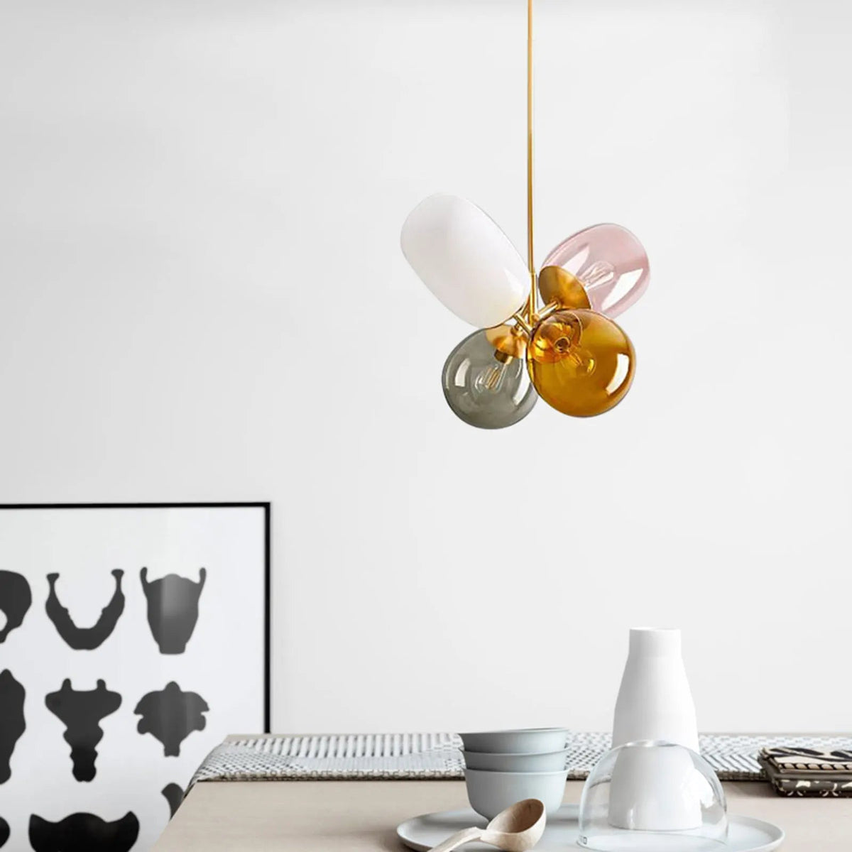 4 Colorful LED Balloon Chandelier Colorful Glass Ball Bubble Ceiling