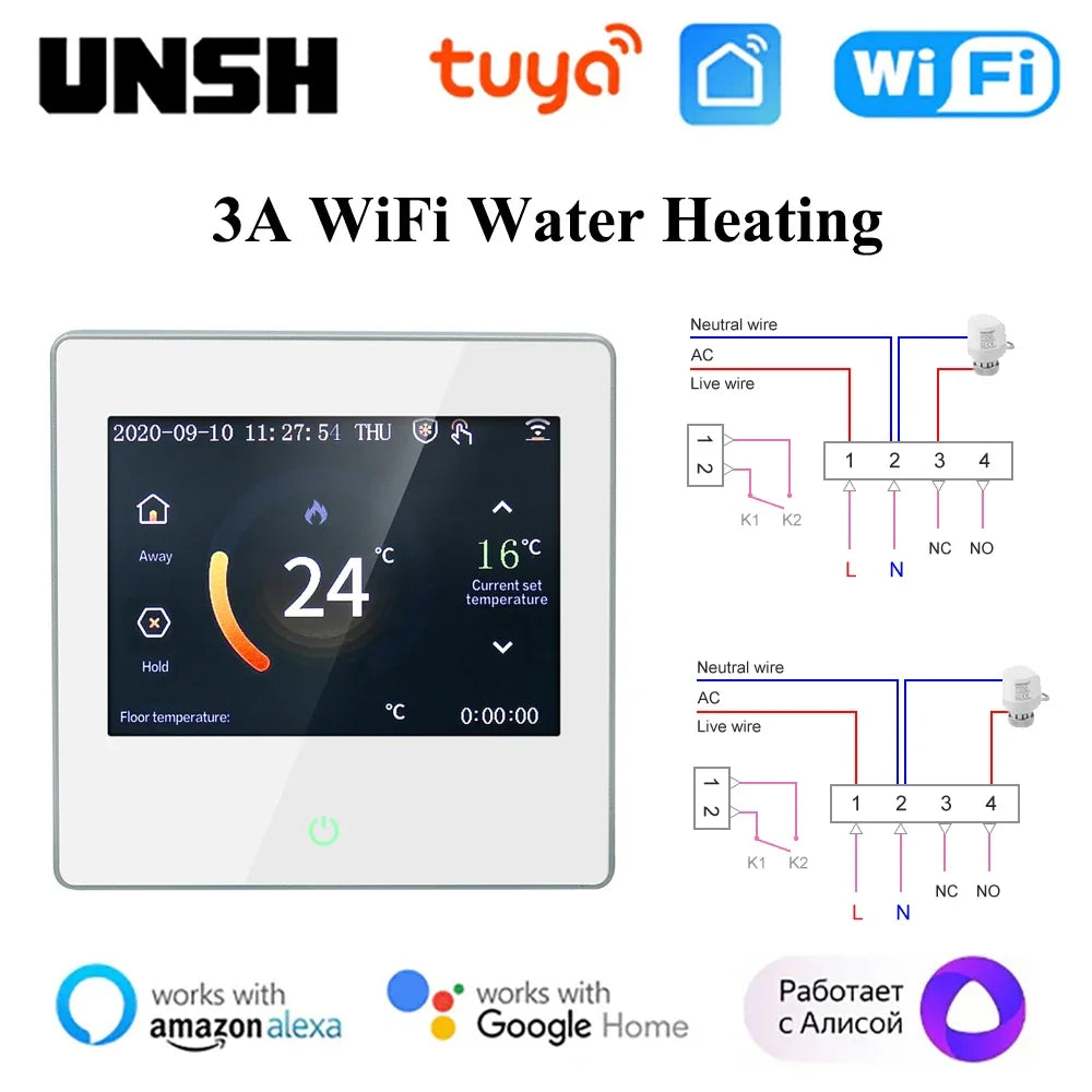 Tuya WiFi Smart Thermostat Temperature Heating Controller Water/Electric/Boiler Heating Led Touch Screen for Google Home/Alexa