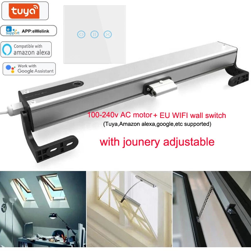 Smart Home Automatic 24v DC Window Opener Electric Remote Control With WIFI Tuya App 100mm -400mm Adjustable