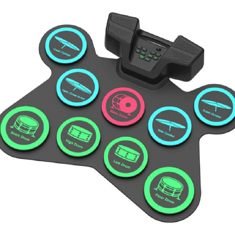 Hand-rolled Drum Kit with Horn, Portable Electronic Drum Kit