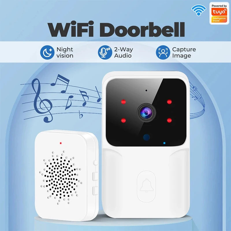 Tuya WiFi Video Doorbell Wireless HD Camera PIR Motion Detection IR Alarm Security Smart Home Door Bell WiFi Intercom for Home - Stereotech
