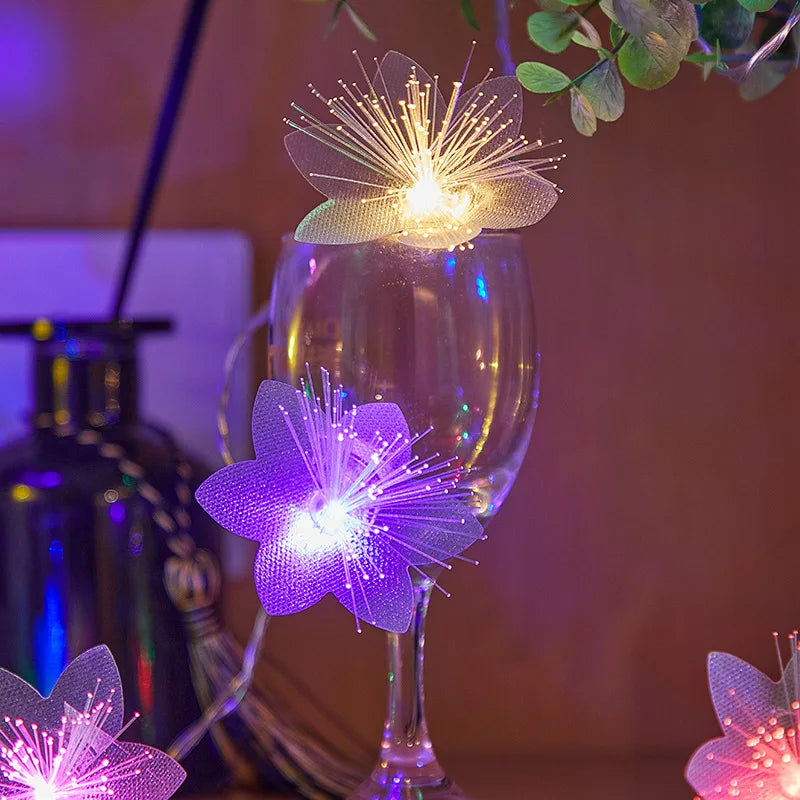 2/3M LED Fiber Optic Fairy Light Battery-operated Garland Christmas Decoration Party New Year&#39;s Decor Artificial Flowers Festoon