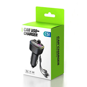 Car Hands-free Bluetooth 5.0 FM Transmitter Car Kit MP3 Modulator Player Handsfree Audio Receiver With 3 in 1 Fast Charge Cable