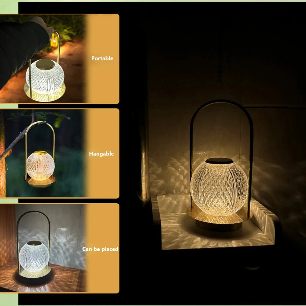Vintage Crystal Ball Table Lamp Touch Night Lamp USB Rechargeable For Bedroom Bedside Decorative Atmosphere Acrylic Night Lights