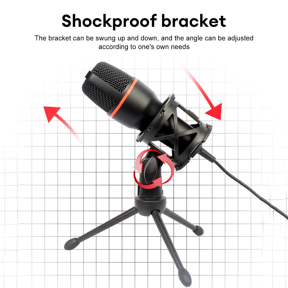 USB Condenser Microphones For PC Computer Laptop Video Singing Gaming Recording Professional USB Anti-Spray Microphone