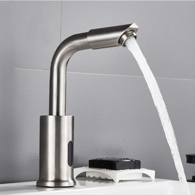 Brushed Nickel Kitchen Touchless Faucets Stainless Steel Sink Infrared Mixers Bathroom Smart Sensor Faucet Rotatable Vanity Tap