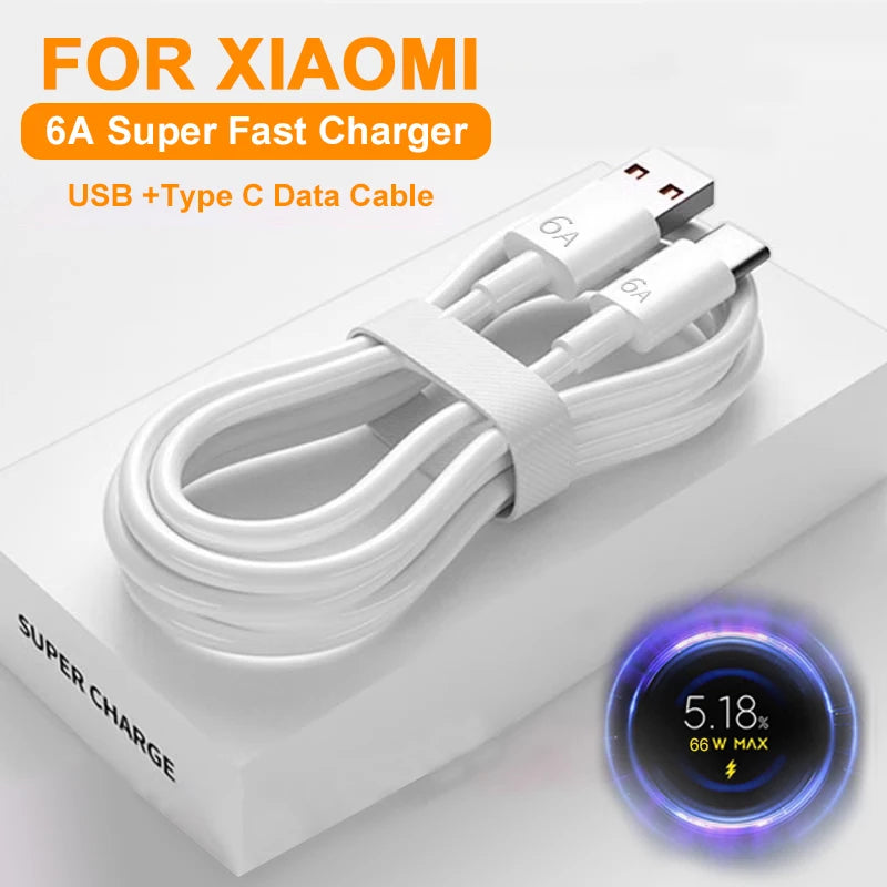 For Xiaomi PD 66W Fast Charging Cable USB Type C Cable For  Xiaomi 13 Huawei  P30 Notebook USB A to Type C Fast Charger Cable