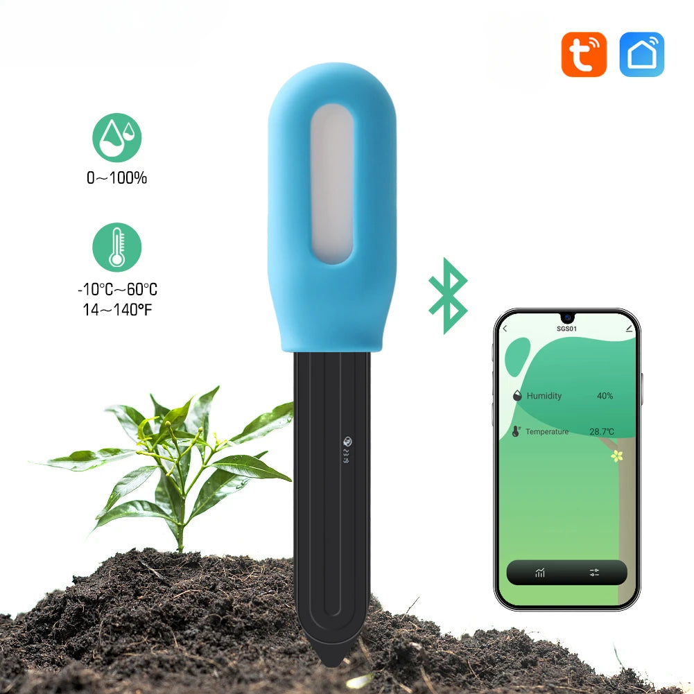 Tuya 2In1 Bluetooth Soil Tester Moisture Temperature Humidity Sensor Wireless Earth Hygrometer for Planting Garden Potted Lawn