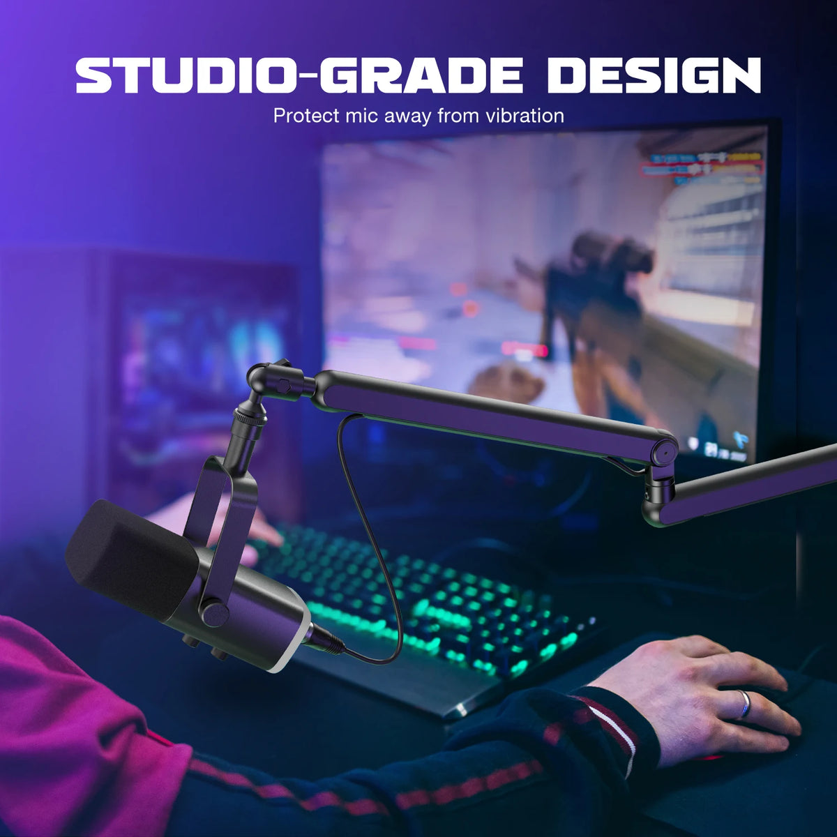 Arm Microphone Stand with Cable - Stereotech