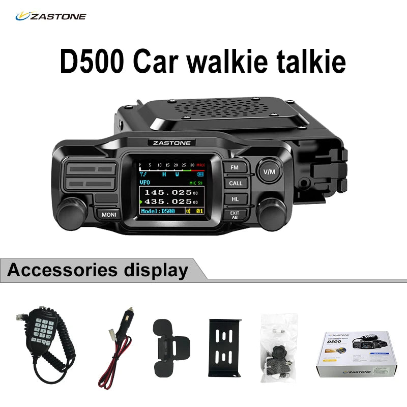 ZASTONE D500 Car Walkie Talkie 25W Mini Mobile Car Radio HF Transceiver Decoding Outdoor Communication 130-179MHZ