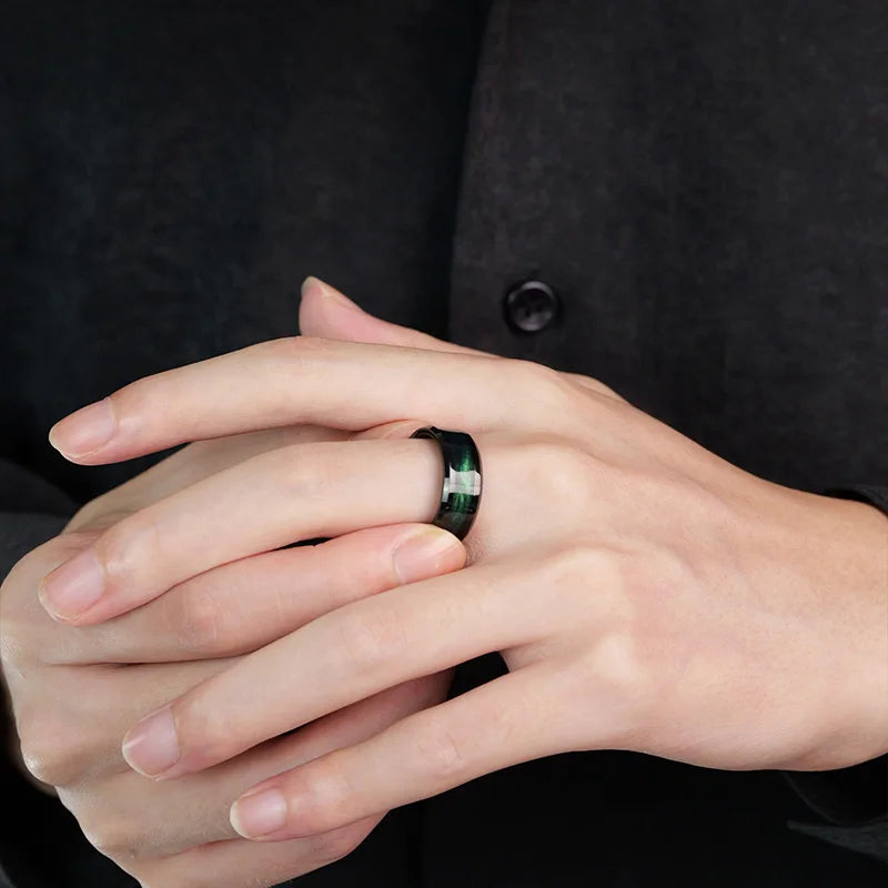 Men&#39;s Ring Tungsten Gold 8mm Width Green Fashion Female Pair Rings,Engraving