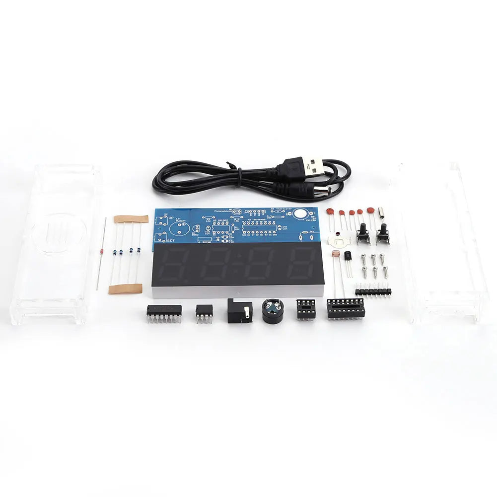 Colorful DIY Digital Clock Kit Display Date Week Temperature Alarm Soldering Project Learning Practice Solder Diy Electronic Kit