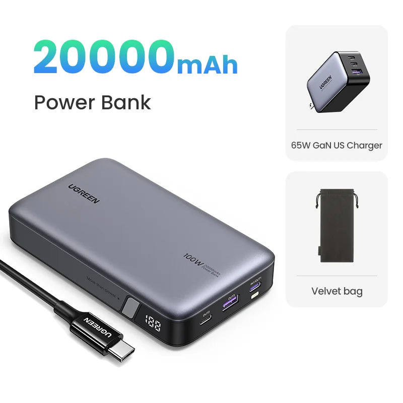 UGREEN 140W Power Bank Portable 25000mAh PD Fast Charging PowerBank for Laptop Notebook Xiaomi 13 Fast Charge External Battery