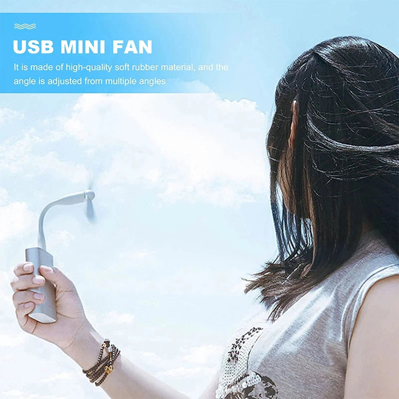 6Pcs Mini USB Fan Flexible Bendable Fan For Power Bank Laptop PC AC Charger Portable Hand Cooling Fan For Computer Summer Gadget - Stereotech