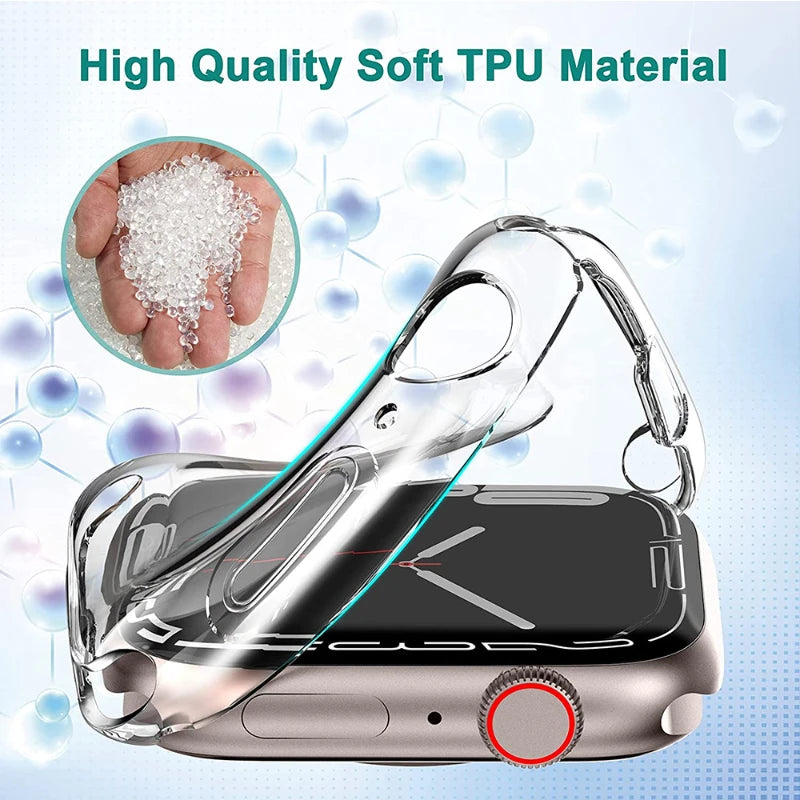 Protective Cover for Apple Watch Case 38mm 40mm 41mm 42mm 45mm 44mm 49mm Soft Clear TPU Screen Protector for IWatch 8 7 6 SE 5 4 - Stereotech