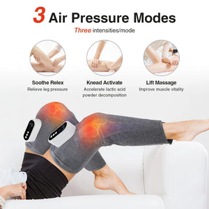 2PCS Wireless Electric Leg Massager Air Bag Pressotherapy Calf Massager Air Compression Vibration Hot Compress Foot Massage Tool