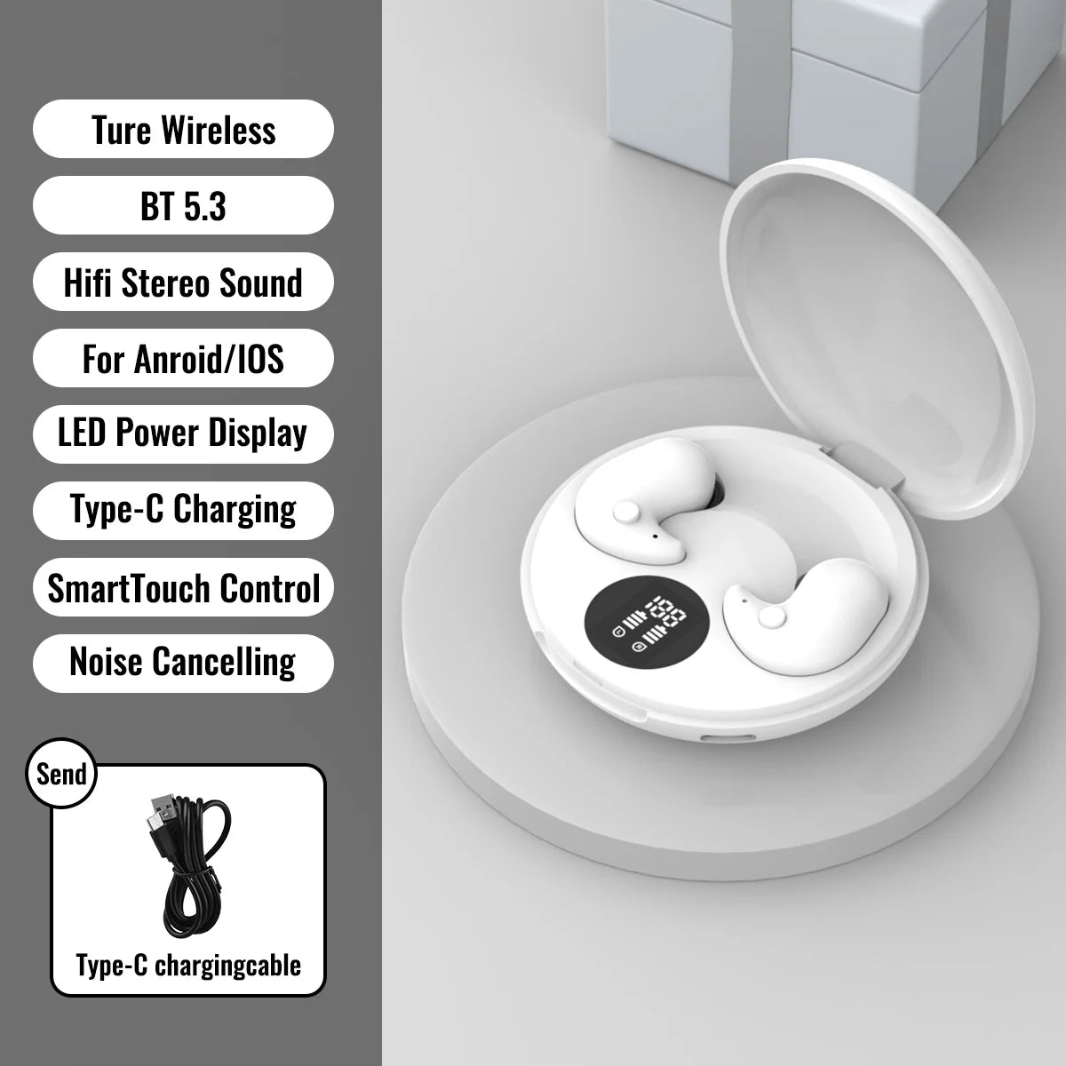 Sleep Invisible Earphone Mini Hidden Headphones In Ear IPX5 Waterproof Wireless Bluetooth Earbuds with Mic HIFI Music Headset