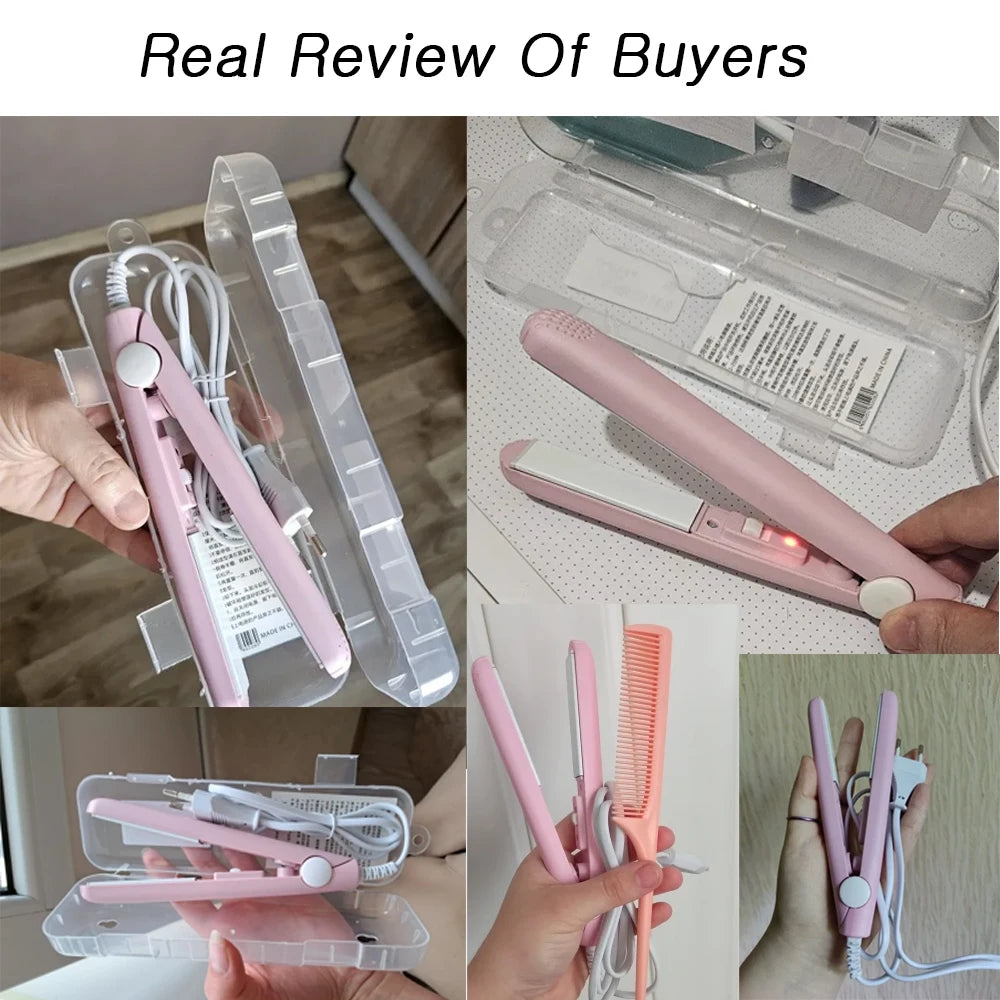 Pink Ceramic Flat Iron Hair Straightener For Smooth Finish Ceramic Floating Plates Quick Heat Up Pro Salon Curler Hair Wand - Stereotech