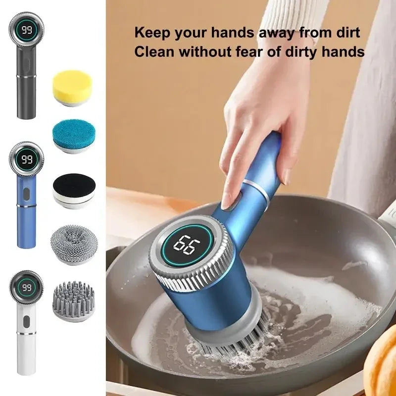 New Electric Pot Brush Charging Cleaning Dishwashing Brush Multi-functional Handheld Wireless Charging Pot Brush Kitchen Magic