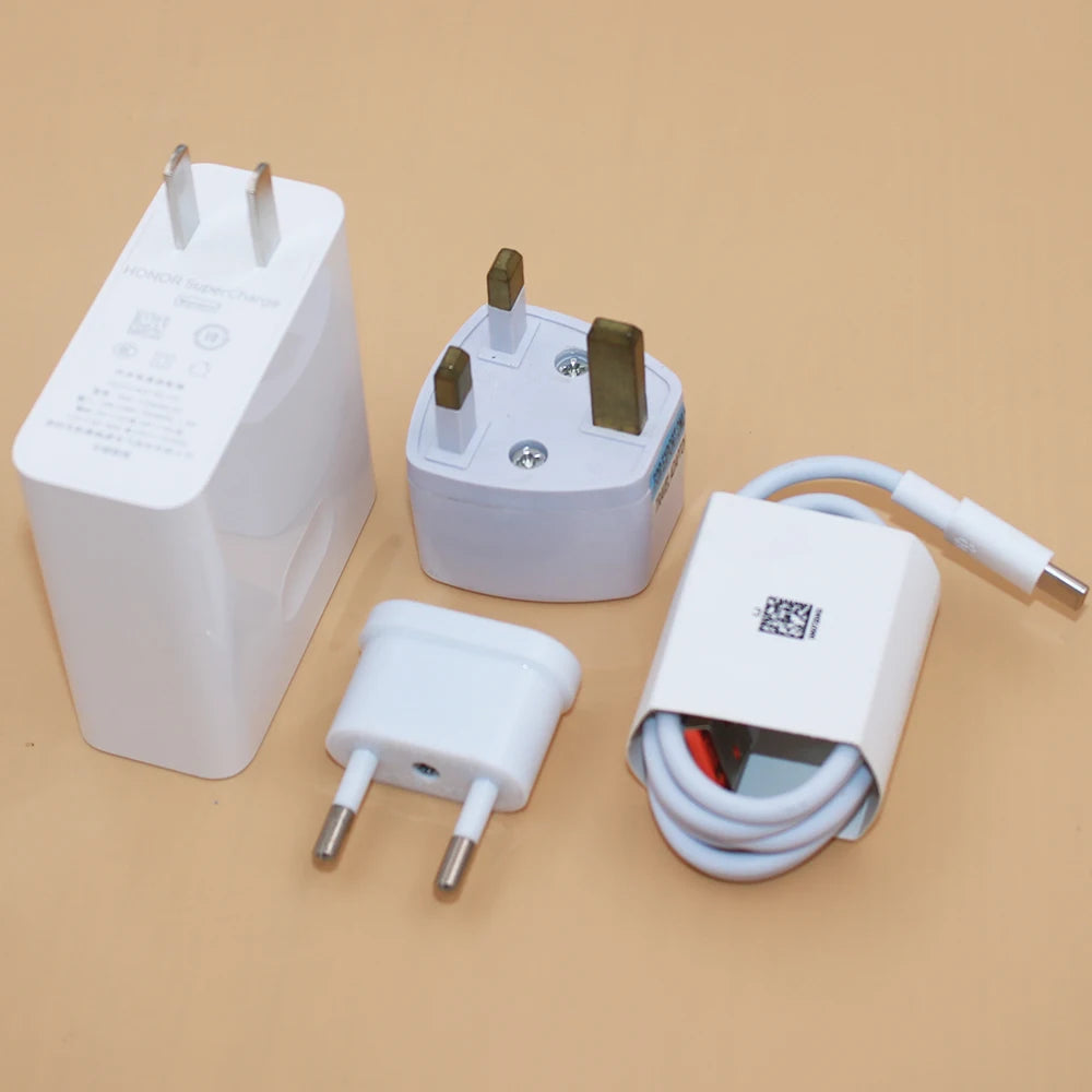 Honor SuperCharge Max 100W Charger EU/US/UK Plug Power Adapter 6A Type C Cable For Honor 70 60 Pro 50 Magic 3 Magic4 X30