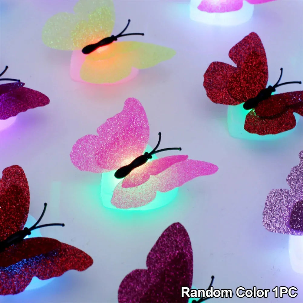 Double Layer Butterfly Night Lights Creative Colorful Luminous Butterfly Lights Lighting Pasteable Led Decorative Wall Lamp