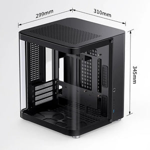 JONSBO TK-1 2.0 M-ATX Case Mini PC Case Ring Tempered Glass Side Penetration E-sports Seaview Room Desktop Computer Mini Chassis