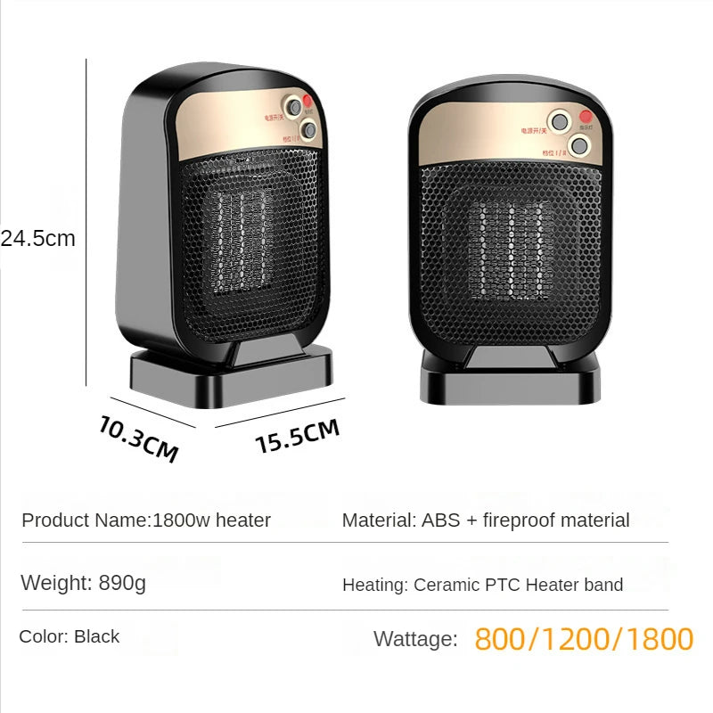 110V&amp;220V Portable Electric Heater 1200W Desktop Fan Heater PTC Heating Warm Air Blower Home Office Warmer Machine for Winter