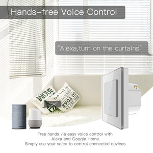MOES WiFi Smart Curtain Switch Touch Design for Motorized Curtains and Roller Blinds work with Alexa Google and Smart Life App - Stereotech