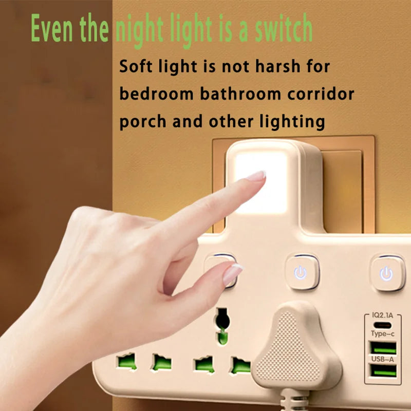 EU UK US Plug AC Outlet Power Strip Multiprise Wall Socket Universal Network Filter USB Type C Adapter for Home night light