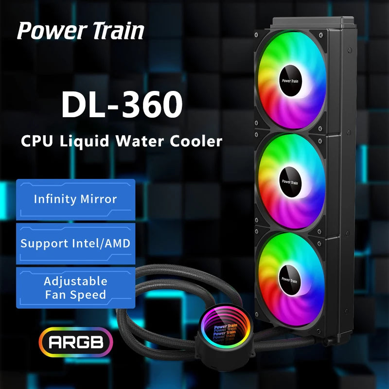 Power train DL-360 PC Water Cooling Radiator 120mm ARGB Fan 360mm CPU Liquid Water Cooler for LGA2011 1700 115X AM4 AM5 AMD