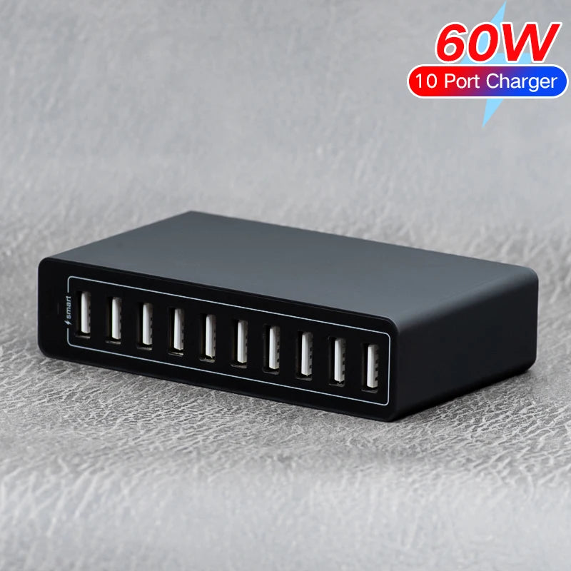 65W 4 6 10 Port Usb Fast Charger Type C Pd High Speed Quick Hub For Iphone Xiaomi Samsung,60W Mobile Cell Phone Multi Adapter