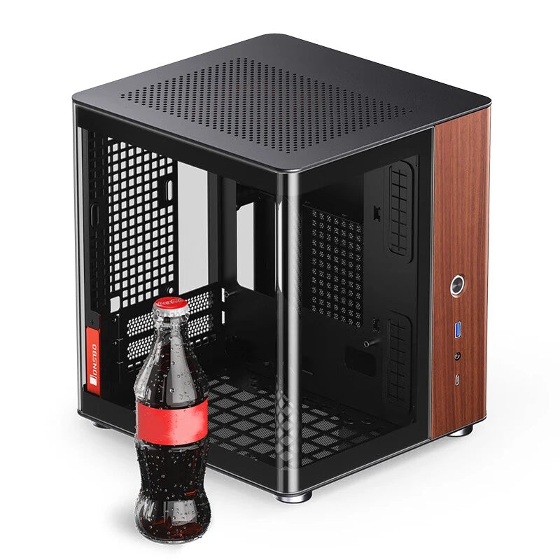 JONSBO TK-0 PC Case Sea View Room ITX Case SFX Power Stand Walnut Wood Decorative Panel Type-c Support MINI-ITX Motherboard