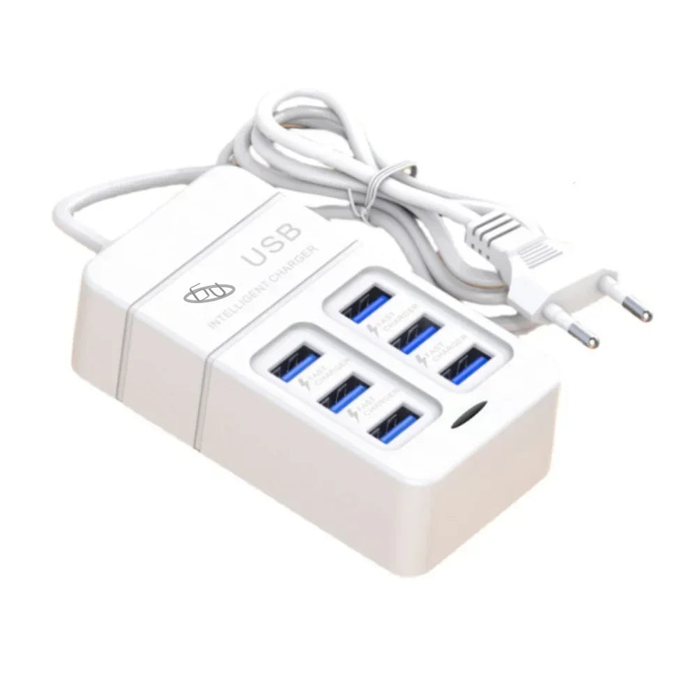 35W USB Power Strip Charger Multi Ports Fast Charging Adapter for Mobile Phone EU/US UK Plug with Type C for Quick Charging