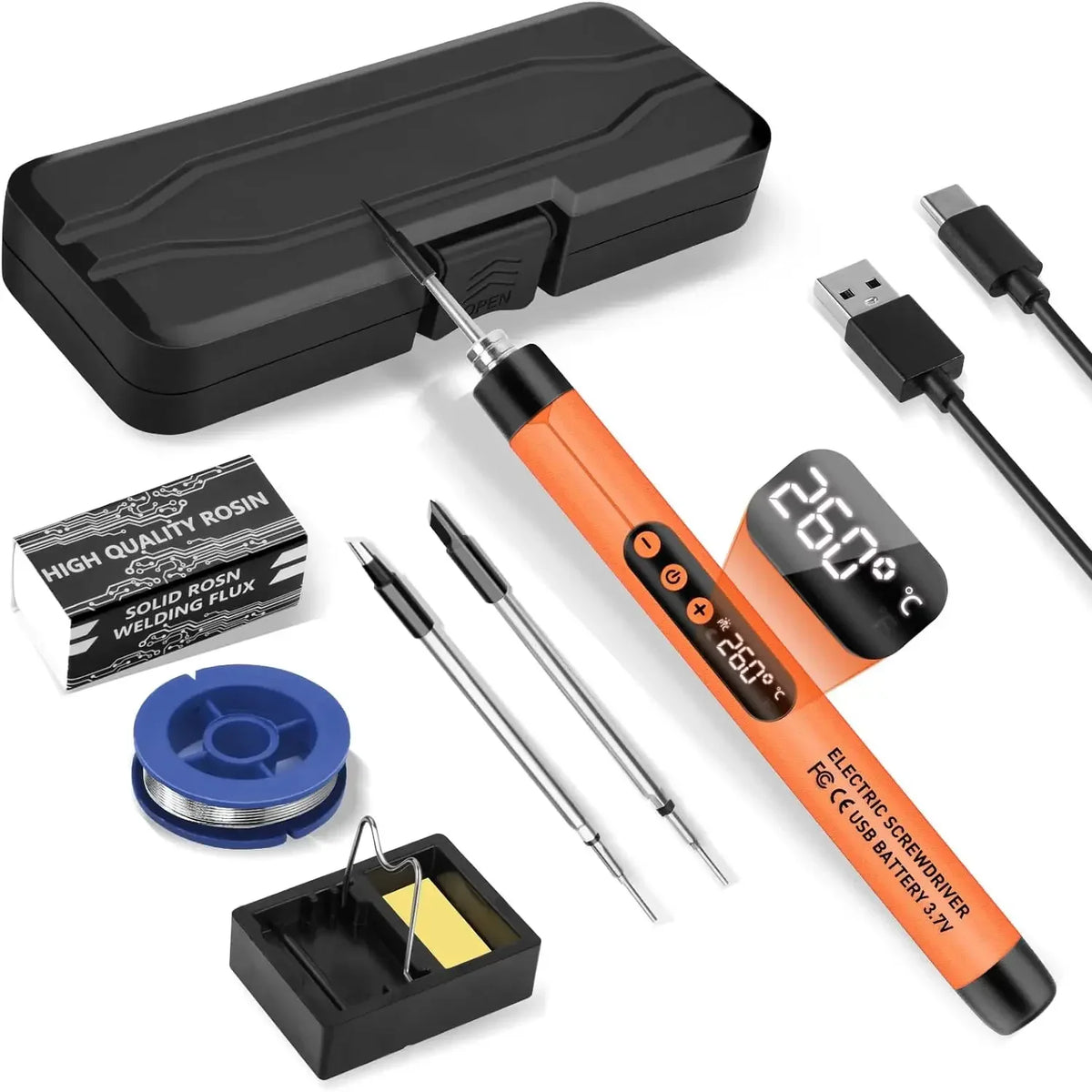 1000mAh USB LED Digital Electric Soldering Iron Kit Mini Cordless Adjustable Temperature 300-450℃ Smart Welding Solder Tool