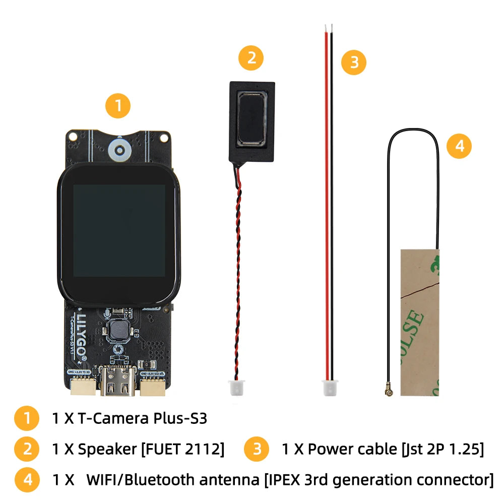 LILYGO® T-Camera-Plus-S3 ESP32-S3 Camera Development Board 2/5 Million Pixels IR-Cut Night Vision Module 1.3 Inch Touch Display