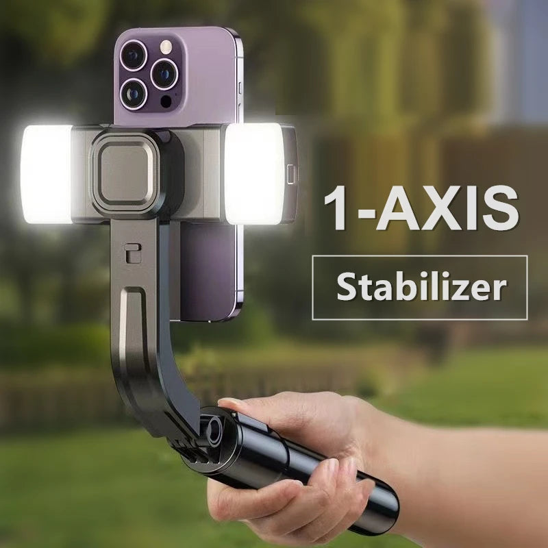 360° Rotatable 1-Axis Foldable Gimbal for Mobile Anti Shake Smartphone Stabilizer Selfie Stick with Tripod and Remote Control