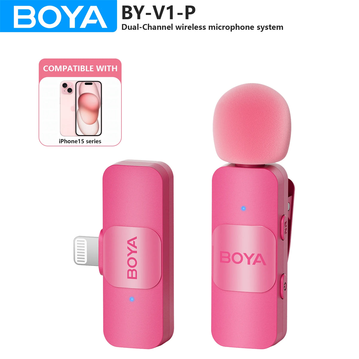 BOYA BY-V1-P Wireless Lavalier Lapel Microphone for iPhone Android Type-C Smartphone Youtube Video Recording Live Streaming Vlog
