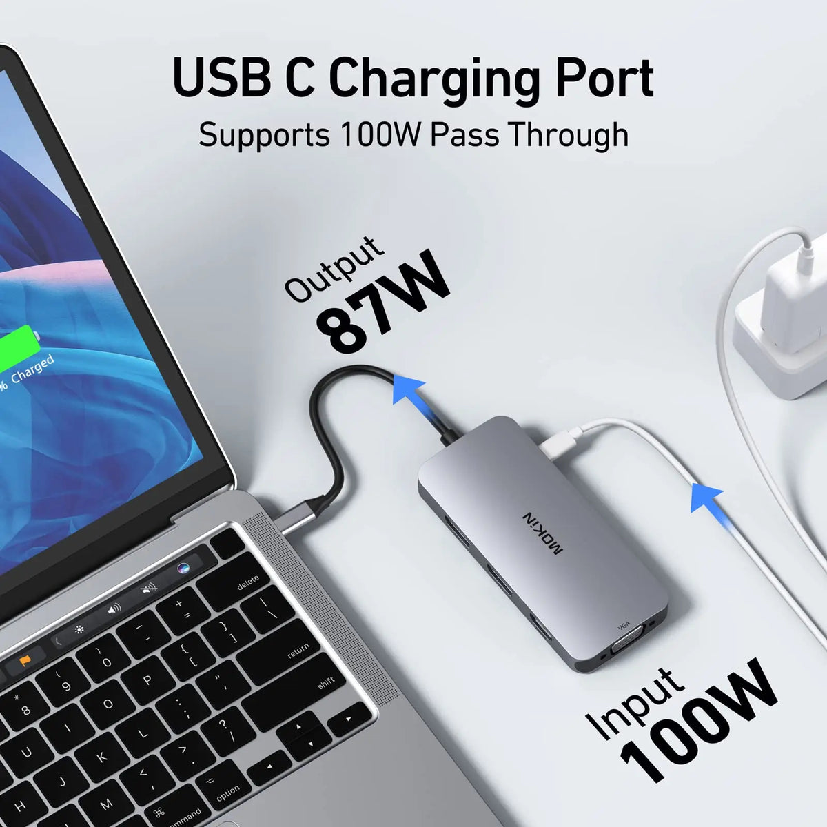 MOKiN 8 in 1 USB Hub Usb Type C Docking Station 4K@60Hz DP HDMI VGA USB-C 2.0 USB-A 2.0 100W PD Charging Port PC Accessories