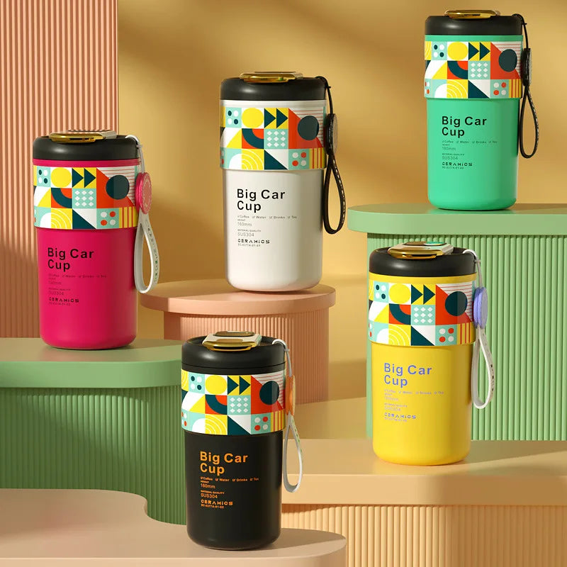 Ceramic Liner Coffe Mugs Smart Thermos with Digital Screen Insulated Water Cups Portable Tumbler Leakage-proof Thermal Cups