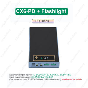 6 PCS 18650 Power Bank Case Wireless Fast Charge QC3.0 For Phone Charging Welding-free DIY Battery Storage Boxes