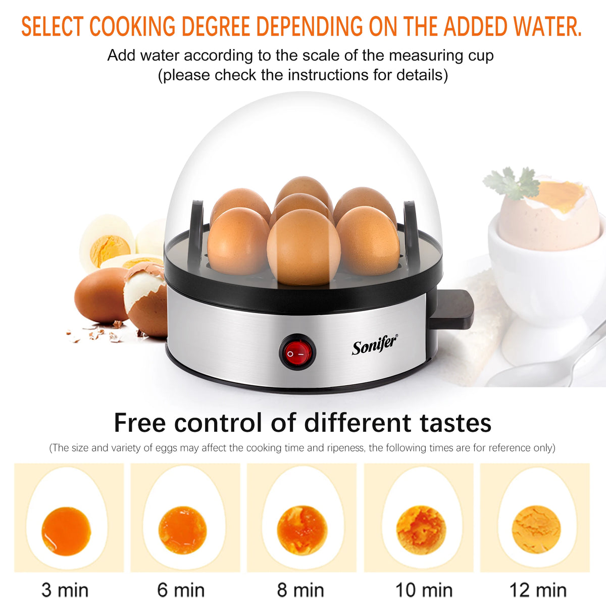 Convenient Egg CookerElectric Egg Cooker 7pcs Egg SteamerEgg CookerKitchen Cooking ToolsEgg CookerAuto-Off Function 350W Sonifer
